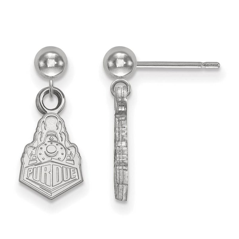 14k White Gold Purdue Ball Dangle Earrings